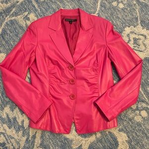 Lafayette 148 NY 100% LEATHER hot pink jacket. Size 8